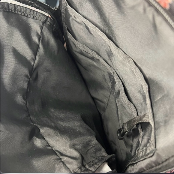 Volcom Floral Backpack Black Pink Print Multi Pocket NWOT - Picture 2 of 3